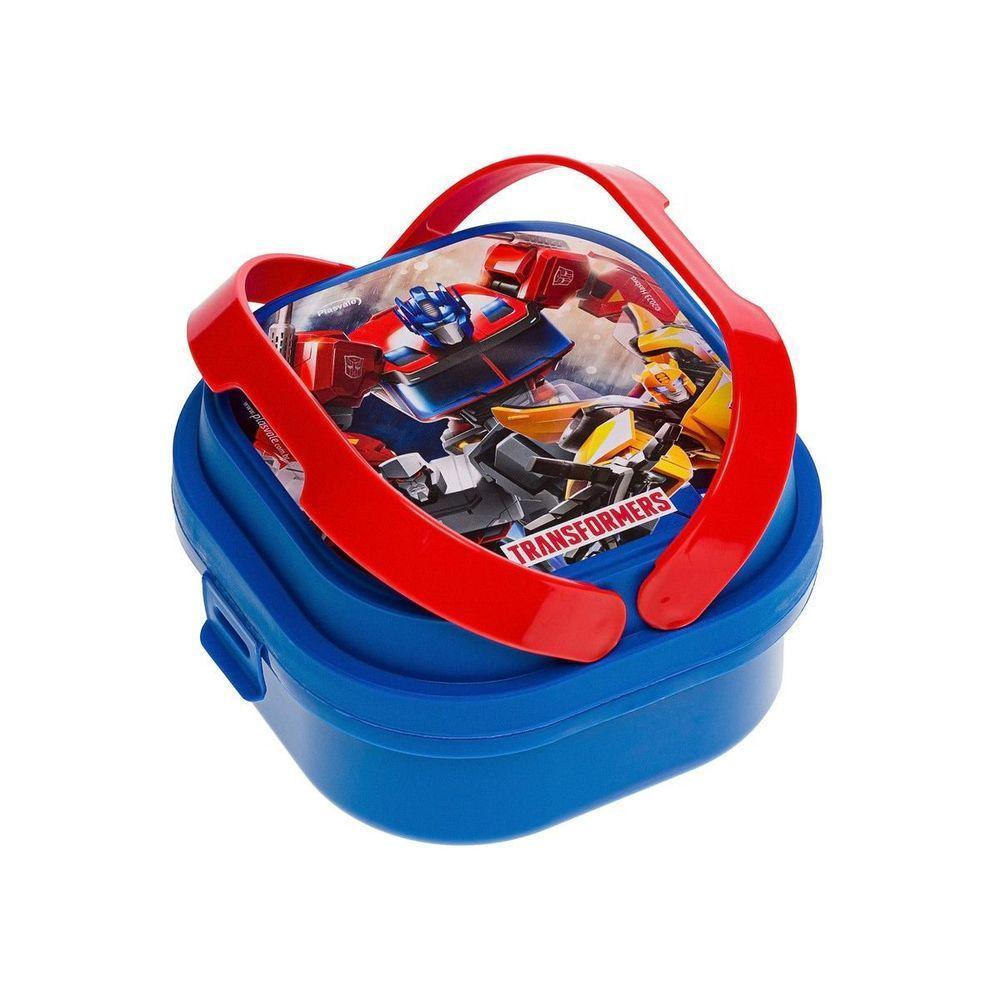Marmita Com 2 Compartimentos, Trava E Alças 660ml Infantil Decorado Transformers - 2