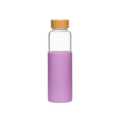 Garrafa De Vidro Com Silicone 550ml Lilás