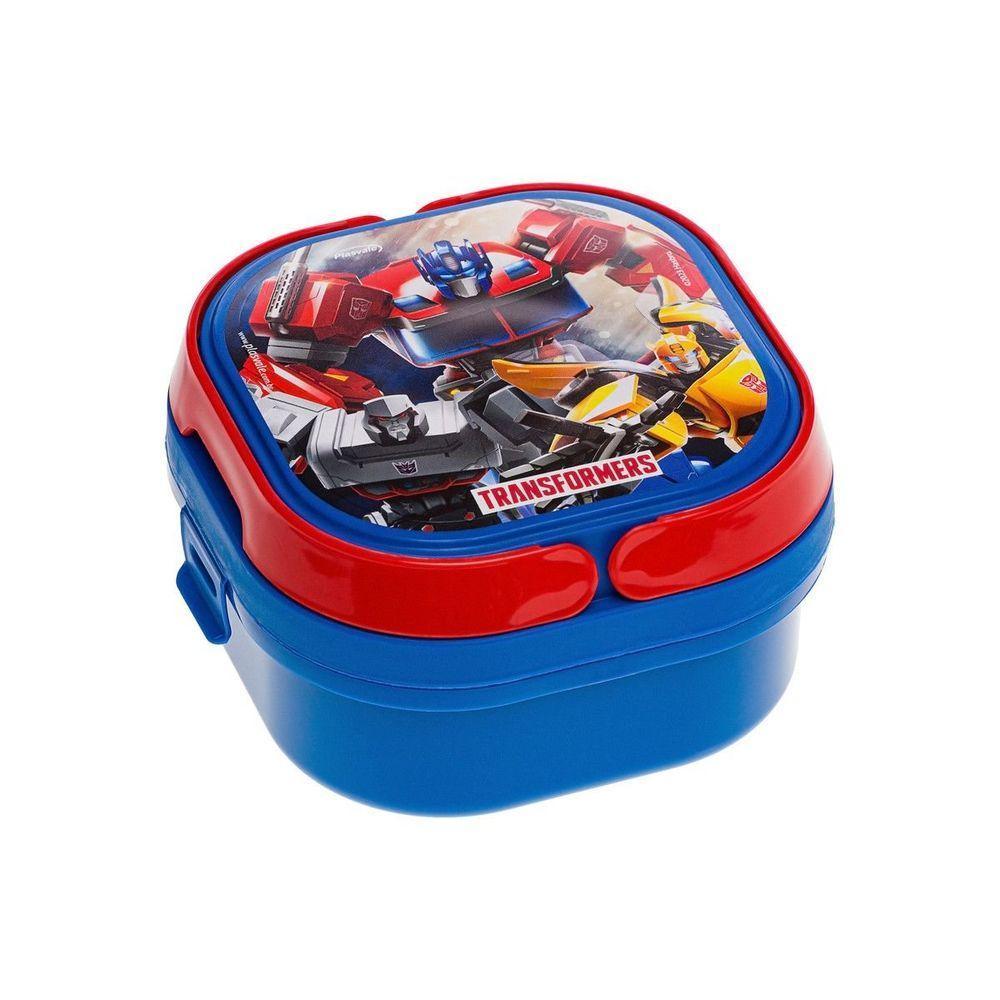 Kit 2 Marmita Com 2 Compartimentos, Trava E Alças 660ml Infantil Decorado Transformers - 2