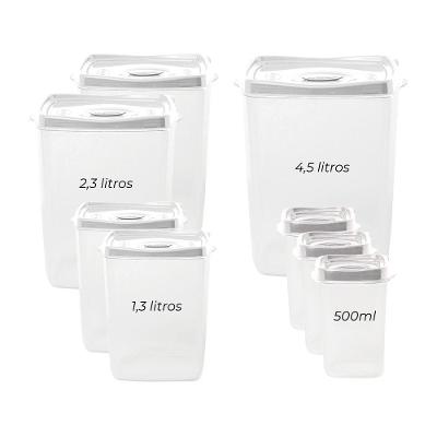 Kit 8 Potes Porta Mantimentos Plasvale Branco