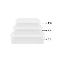 Kit 3 Caixas Herméticas Plásticas Empilháveis 3.5l, 6.5l, 11l Transparente - 1