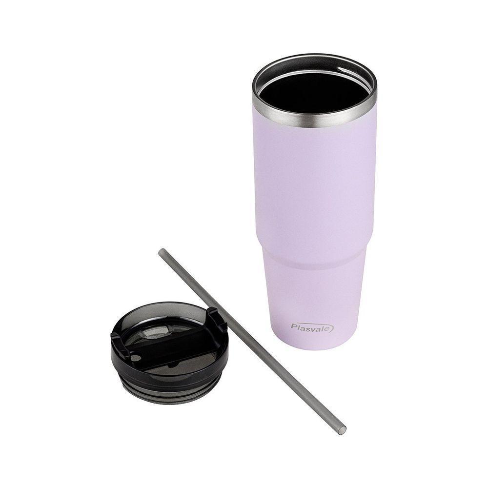 Pote Vidro Hermético Marmita 1l E Copo Com Canudo 900ml Lilás - 4