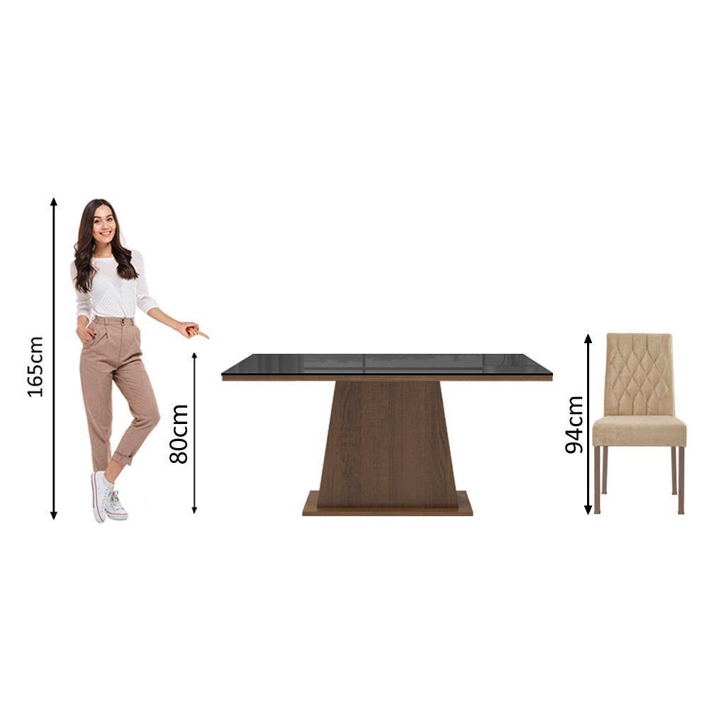 Conjunto Sala De Jantar Mesa Tampo De Vidro 6 Cadeiras Rust - 7