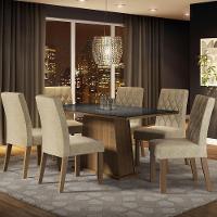 Conjunto Sala De Jantar Mesa Tampo De Vidro 6 Cadeiras Rust - 1