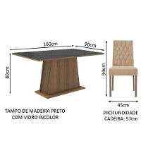 Conjunto Sala De Jantar Mesa Tampo De Vidro 6 Cadeiras Rust - 8