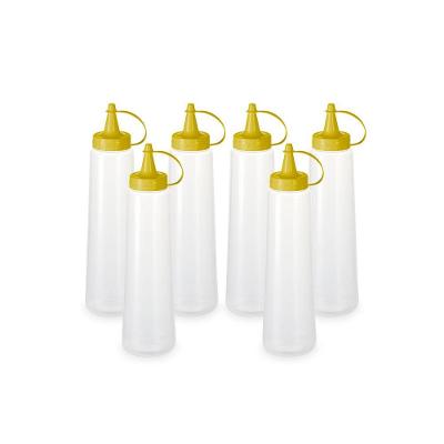 Kit 6 Bisnagas Plásticas Transparentes Com Tampa Em Cores 400ml Amarelo