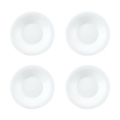 Conjunto 4 Pratos Fundos Redondos Em Vidro Opalino Branco