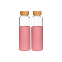 Kit 2 Garrafas De Vidro Com Silicone 550ml Rosa - 1