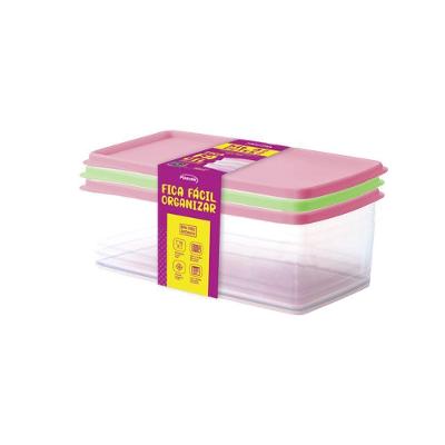 Kit 3 Potes Herméticos Retangulares 1,4l Plasvale Variado