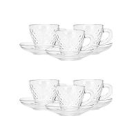 Kit Conjunto 6 Xícaras Com Pires 90ml - Plasvale Transparente - 1