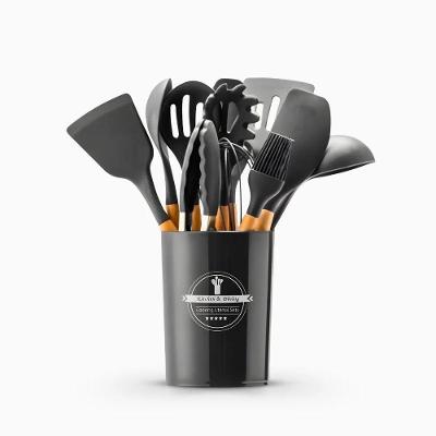 Kit Utensílios Cozinha 12 Peças Silicone - Cinza