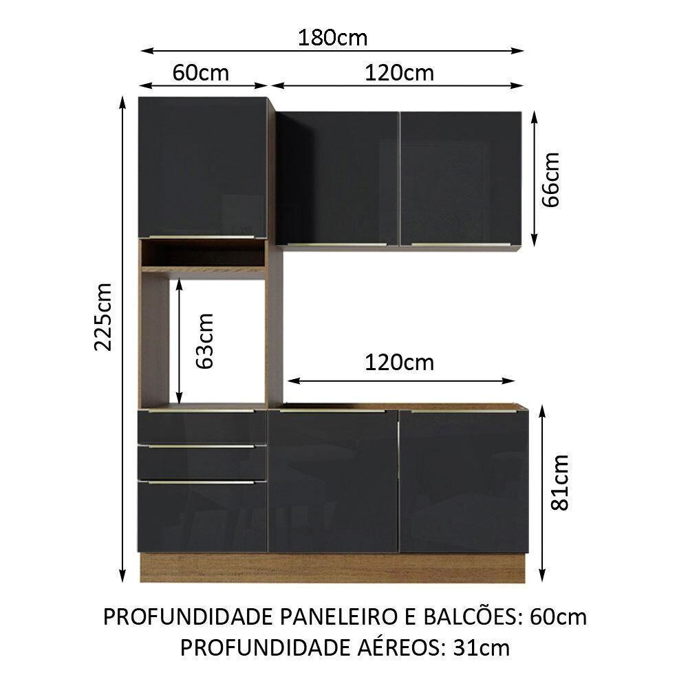 Cozinha Compacta Madesa Armário e Balcão 5 Portas 3 Gavetas - 6