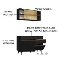 Cozinha Compacta Reims com Armário e Balcão Preto Madesa - 3