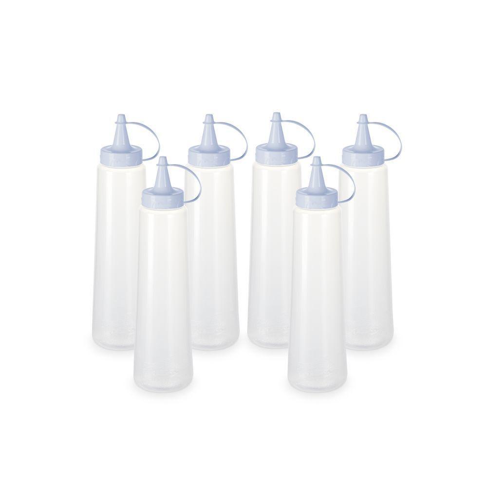 Kit 6 Bisnagas Plásticas Transparentes Com Tampa Em Cores 400ml Branco - 1