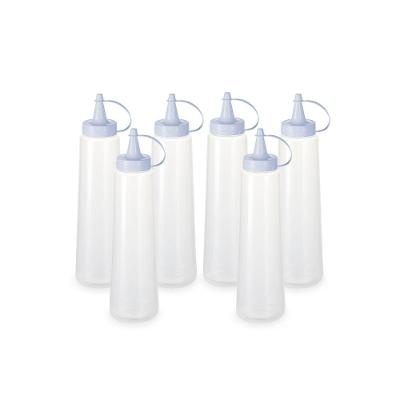 Kit 6 Bisnagas Plásticas Transparentes Com Tampa Em Cores 400ml Branco