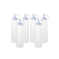 Kit 6 Bisnagas Plásticas Transparentes Com Tampa Em Cores 400ml Branco - 1