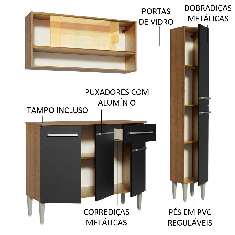 Cozinha Compacta Madesa Emilly Art com Balcão e Armário - 4