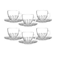 Kit Conjunto 6 Xícaras Com Pires 220ml Transparente - 1