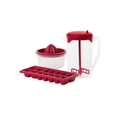 Kit Refresco - Jarra Com Mexedor, Forma E Espremedor Vermelho