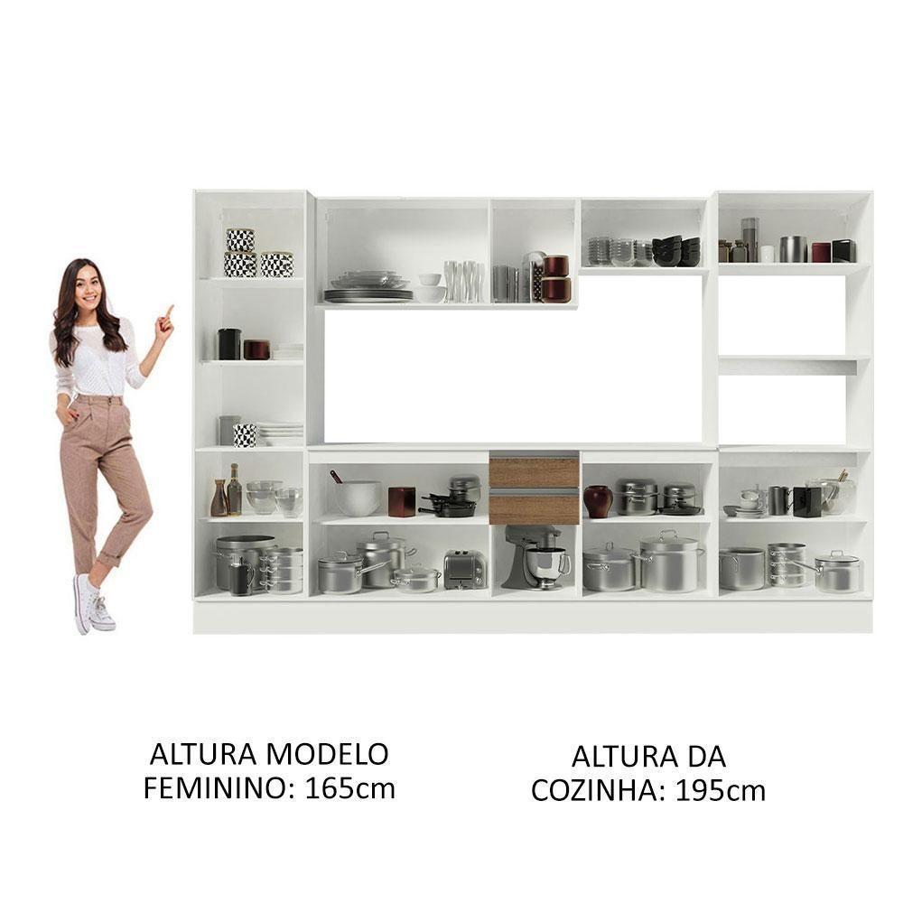 Cozinha Completa 100% MDF Madesa Smart 300 Cm Modulada Com Armário E Balcão Branco/Rustic/Crema - 2