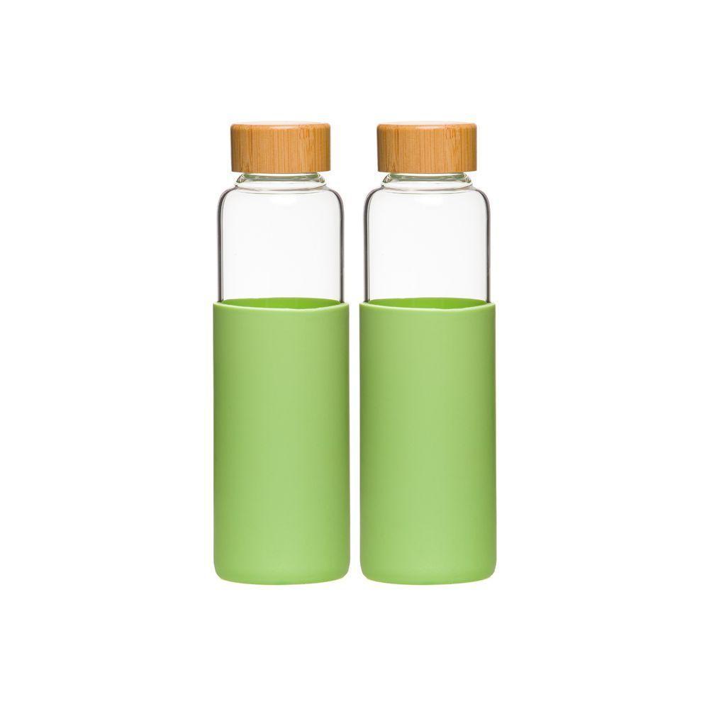 Kit 2 Garrafas De Vidro Com Silicone 550ml Verde - 1