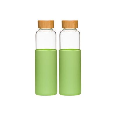 Kit 2 Garrafas De Vidro Com Silicone 550ml Verde
