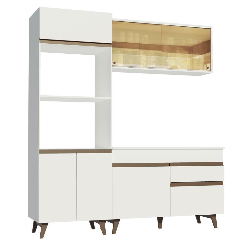 Cozinha Compacta Reims com Armário e Balcão Branco Madesa - 2