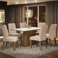 Conjunto Sala De Jantar Madesa Luciana Mesa Tampo De Madeira Com 6 Cadeiras - Rustic/branco/imperial - 1