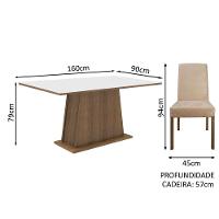 Conjunto Sala De Jantar Madesa Luciana Mesa Tampo De Madeira Com 6 Cadeiras - Rustic/branco/imperial - 5