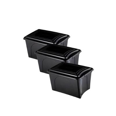 Kit 3 Caixas Plásticas Organizadores 50l Eco Preto