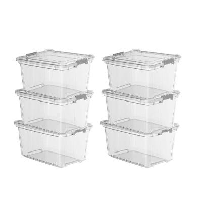 Kit 6 Caixas Plásticas Organizadora 27 Litros Transparente