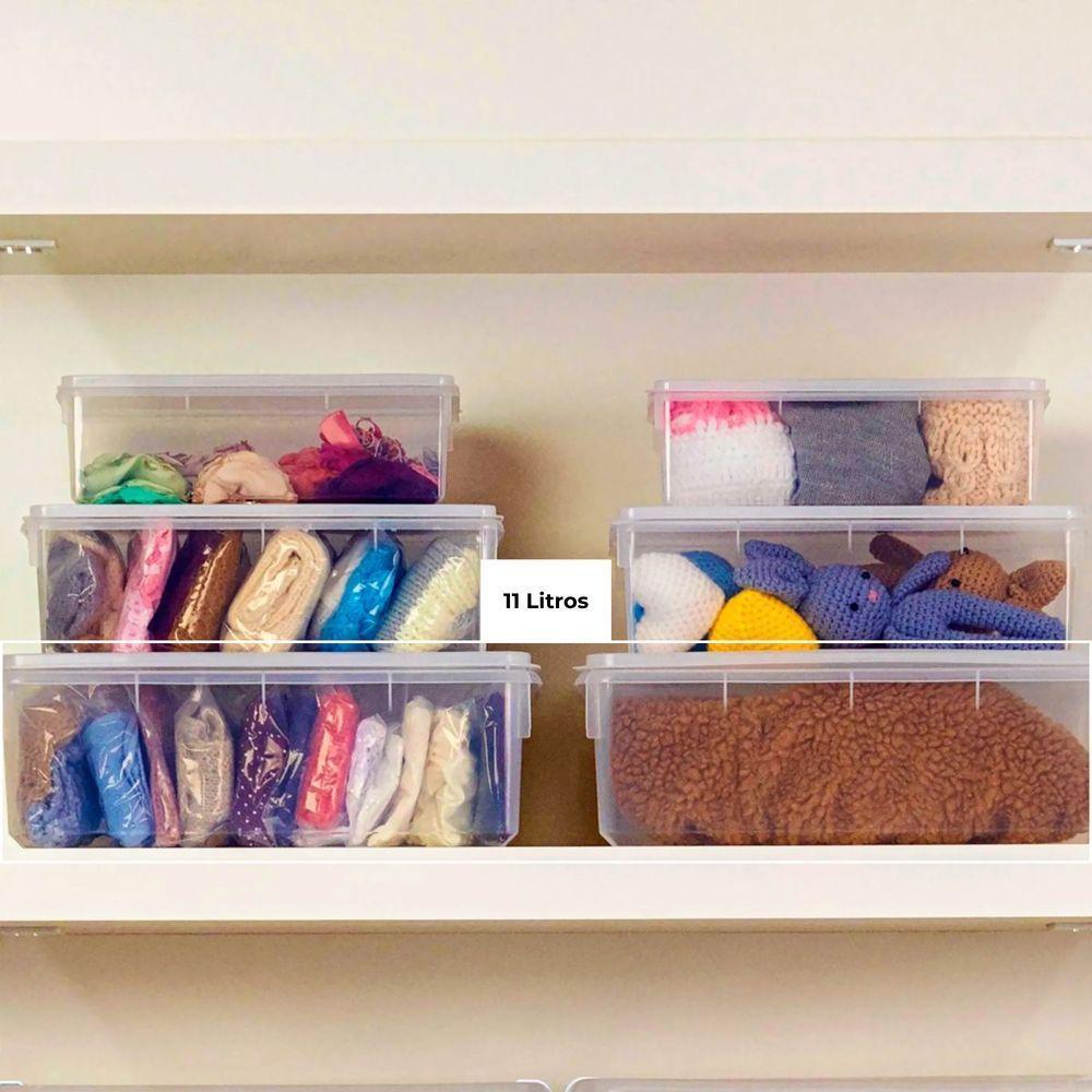 Kit 10 Caixas Herméticas Plásticas Empilháveis 11l Transparente - 3
