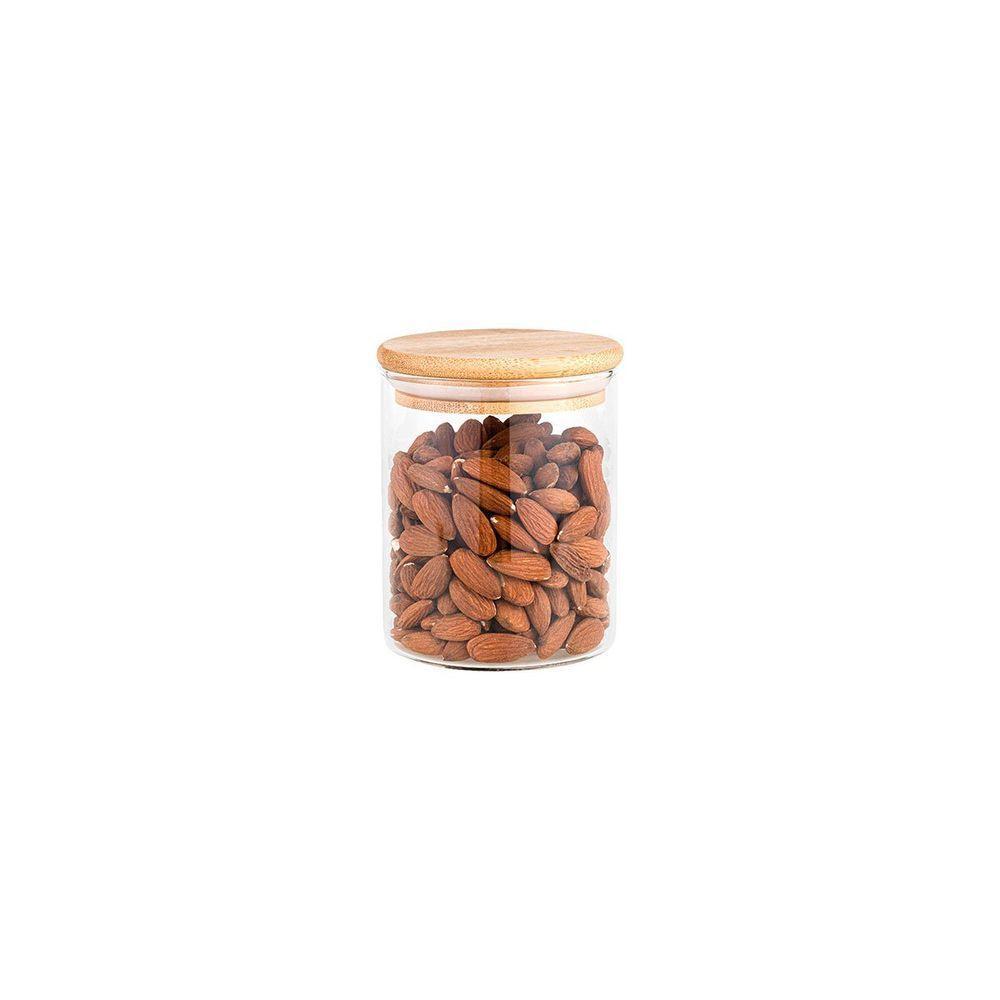 Pote De Vidro Porta Mantimentos Hermético Com Tampa De Bambu 520ml - Plasvale Marrom - 3
