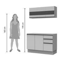 Cozinha Compacta 100% Mdf Madesa Smart 120 Cm Modulada Com Balcão E Tampo - 3