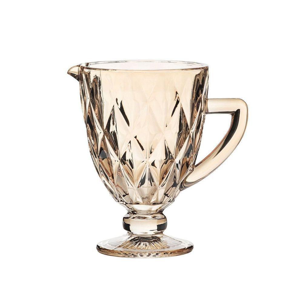 Kit Jarra E Taças De Vidro Diamante ãmbar - 2