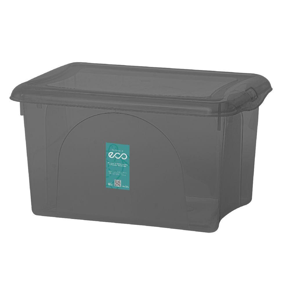 Caixa Plastica Organizadora 12,5 Litros - Plasvale Eco Cinza - 1