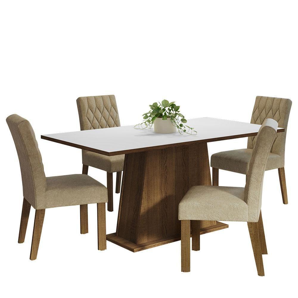 Conjunto Sala De Jantar Mesa Tampo De Madeira 4 Cadeiras Rustic/branco/imperial - 10