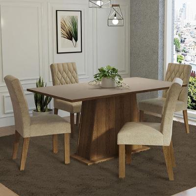 Conjunto de Jantar Ashley 4 Lugares Tampo em MDP com Cadeiras Estofadas Suede Imperial Marrom