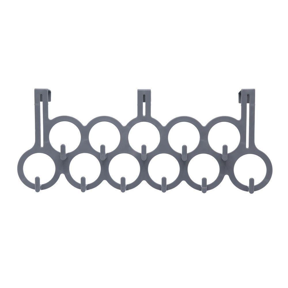 Suporte Para Porta Com Ganchos Redondo Cinza - 1