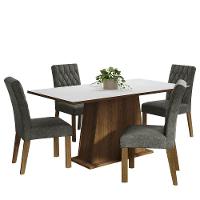 Conjunto Sala De Jantar Mesa Tampo De Madeira 4 Cadeiras Rustic/branco/silver - 2