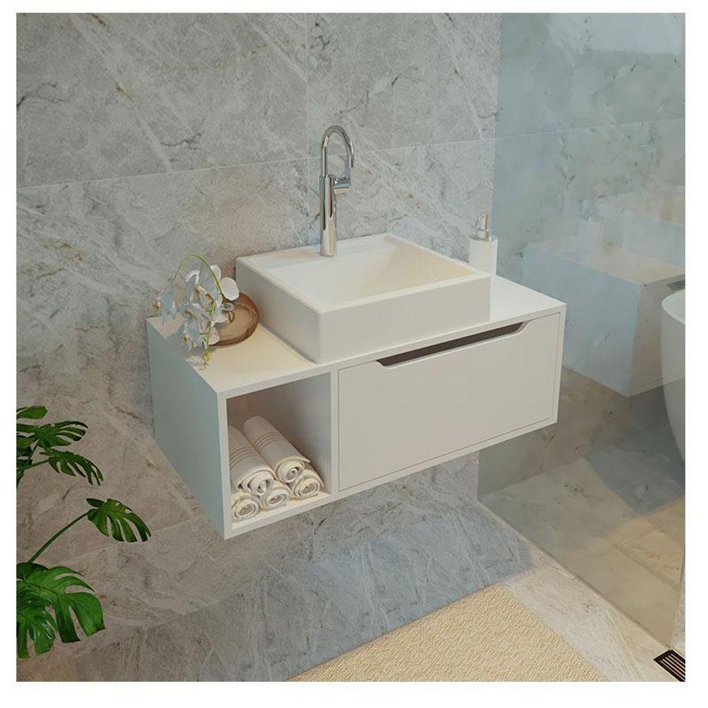 Balcão Gabinete Para Banheiro Suspenso Ambiente Bn3644 Branco - Tecnomobili - 1