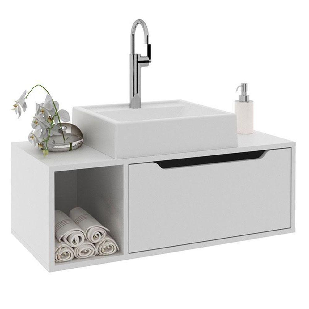 Balcão Gabinete Para Banheiro Suspenso Ambiente Bn3644 Branco - Tecnomobili - 2