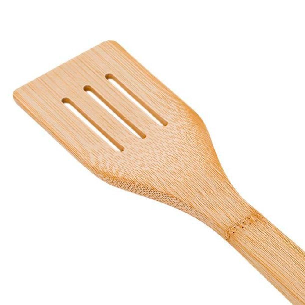 Espátula Vazada Bambu Plasvale Marrom - 2