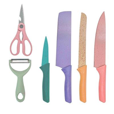 Jogo De Facas 6 Peças Aço Inoxidavel Conjunto Colorido Multifuncional Cozinha