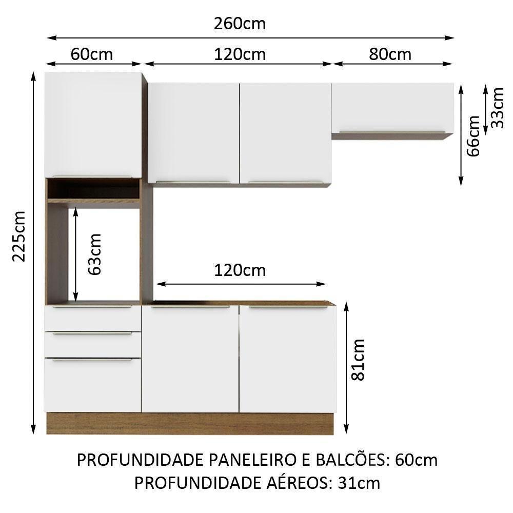 Cozinha Completa Lux Com Armário E Balcão 6 Portas 3 Gavetas - 2