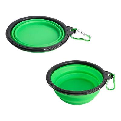 Comedouro Bebedouro Dobrável Com Gancho Portátil Pet Verde