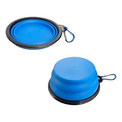 Comedouro Bebedouro Dobrável Com Gancho Portátil Pet Azul