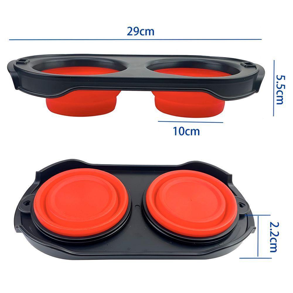 Comedouro Duplo Retrátil Portátil Com Gancho Cães Gatos - 4