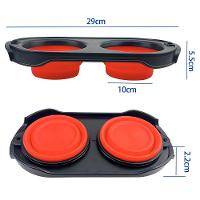 Comedouro Duplo Retrátil Portátil Com Gancho Cães Gatos