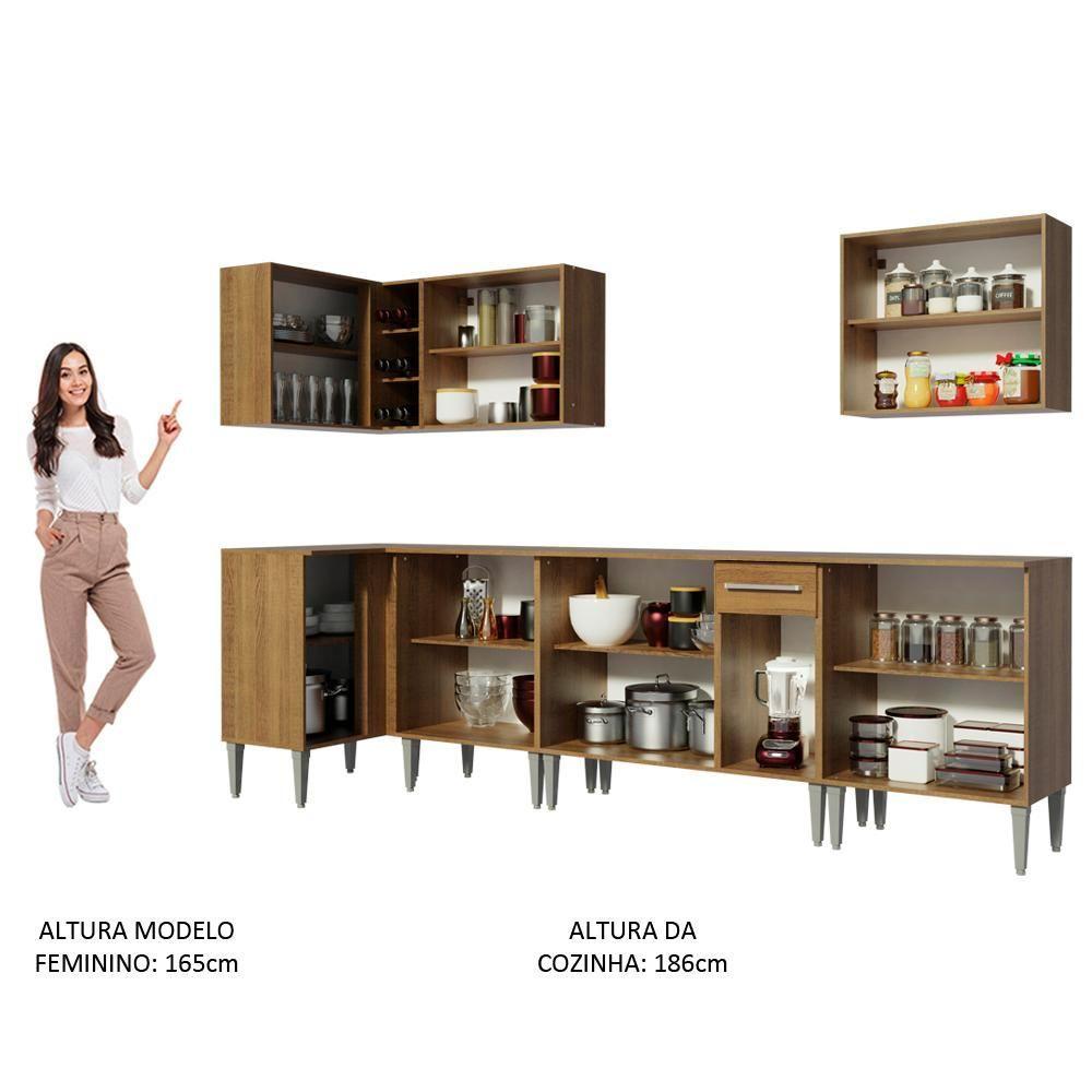 Cozinha Completa de Canto Madesa Emilly Rock Rustic - 9